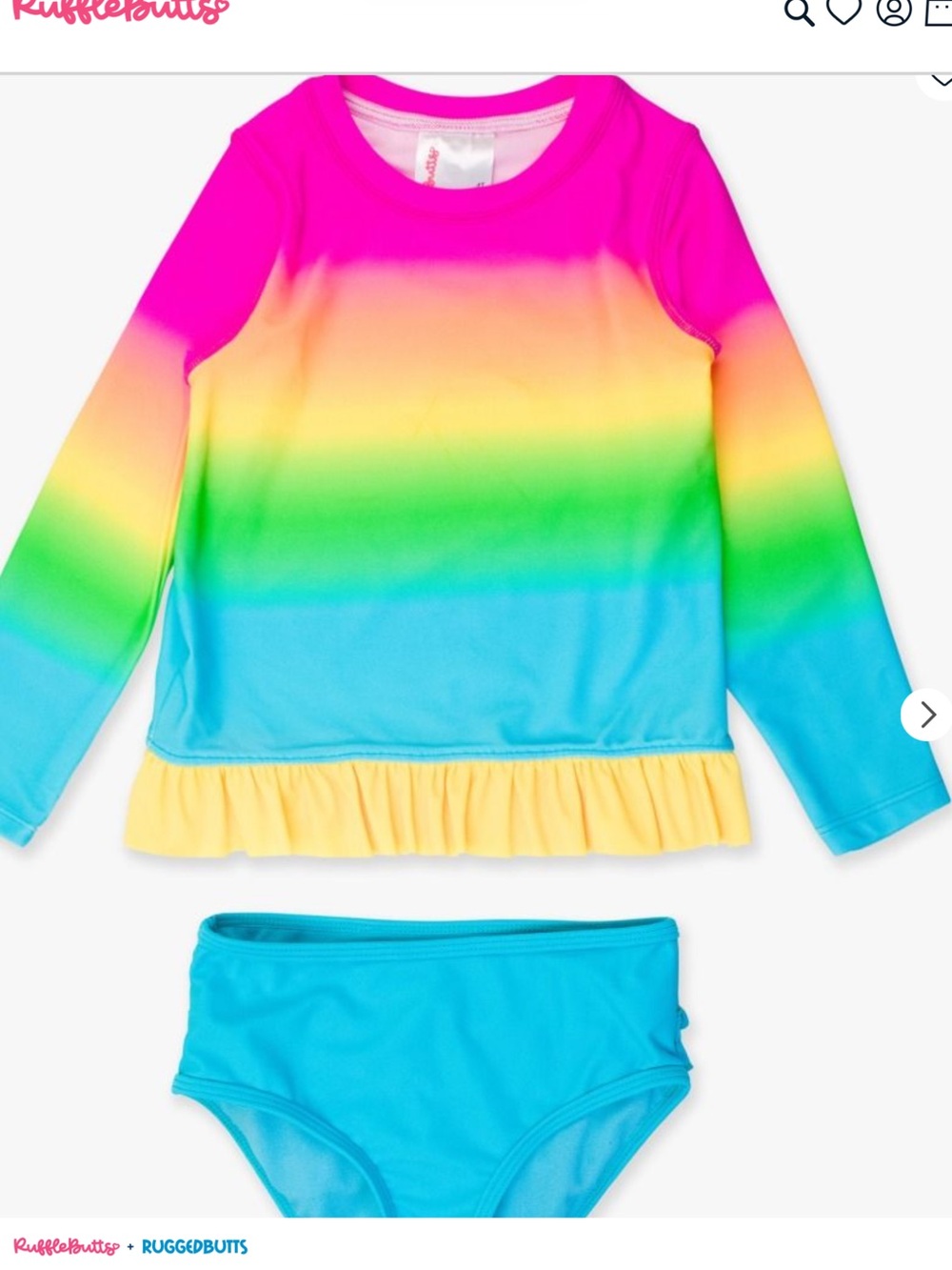 NIP Rufflebutts neon two piece Rashguard - Picture 3 of 4
